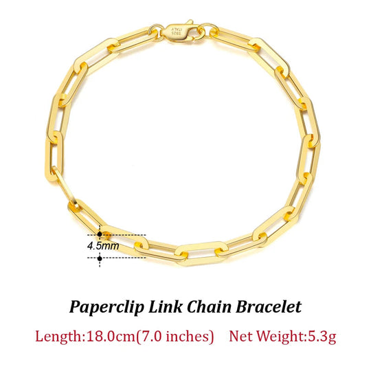 ORSA JEWELS 14K vergoldete echte 925er Sterlingsilber-Büroklammer-Halskette, 6/9,3/12 mm Gliederkette für Damen und Herren, Schmuck SC39 Festival Outfits | Techno Shirts | Rave Clothing