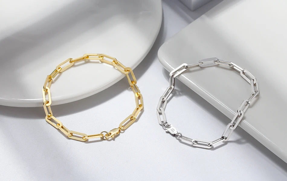 ORSA JEWELS 14K vergoldete echte 925er Sterlingsilber-Büroklammer-Halskette, 6/9,3/12 mm Gliederkette für Damen und Herren, Schmuck SC39 Festival Outfits | Techno Shirts | Rave Clothing