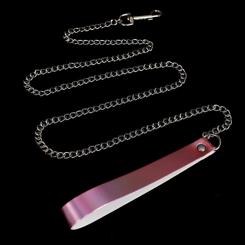 Holographic Rainbow Choker Chain necklace Punk  Leather Collar Women Holo Chocker Rave Festival Costume Jewelry Festival Outfits | Techno Shirts | Rave Clothing