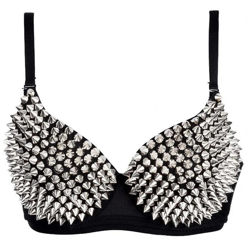 Kinky Rave Outfit Damen bh Strass Silber 