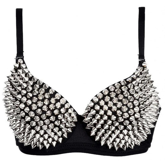 Kinky Rave Outfit Damen bh Strass Silber 