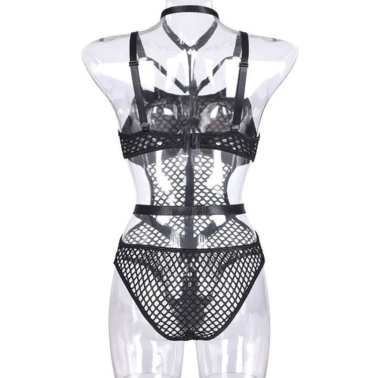 Y2K Punk Harajuku Sexy Dark Bodys Streetwear Wissenschaft Nachtclub Aushöhlen Durchsichtig Streetwear Overalls Emo Alt Strampler Festival Outfits | Techno Shirts | Rave Clothing