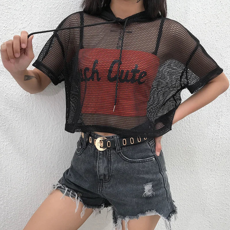 Mesh Rave T-Shirt „Rebel Frequency" Festival Outfits | Techno Shirts | Rave Clothing