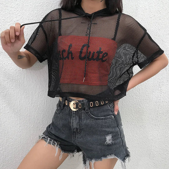 Mesh Rave T-Shirt „Rebel Frequency" Festival Outfits | Techno Shirts | Rave Clothing