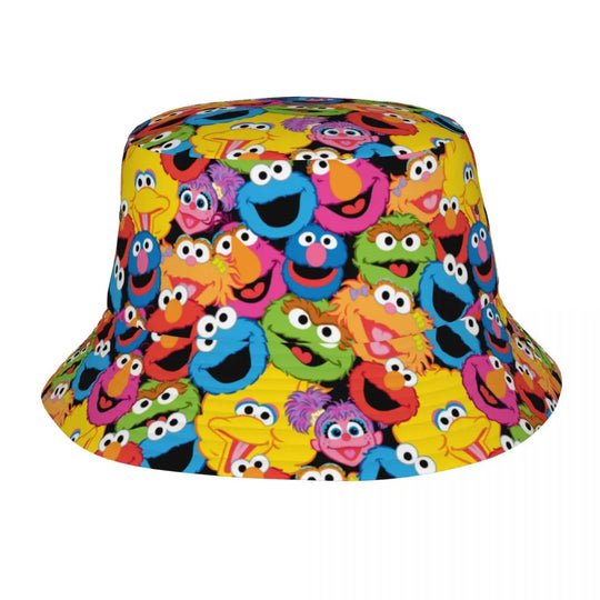 Bunter Sesamstraße Fischerhut – Krümelmonster-Edition 🍪 Festival Outfits | Techno Shirts | Rave Clothing