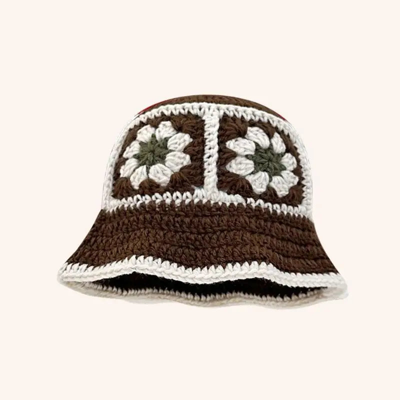 2023 herbst Neue Häkeln Koreanische Handgemachte Eimer Hut Frauen Weben Gestrickte Hut Y2k Mode Blumen Herbst Winter Mützen Becken Kappe Festival Outfits | Techno Shirts | Rave Clothing