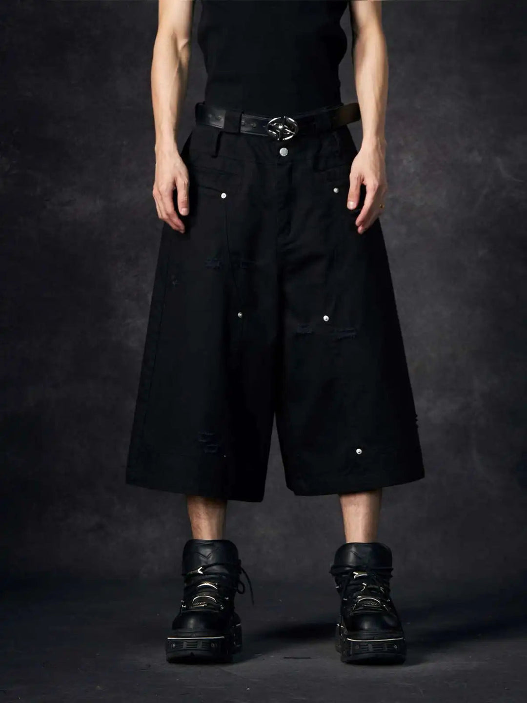 LUZHEN Streifen Patchwork Einfarbig Geerntete Hosen Männer 2025, Neue Lose Gerade Straße Casual Shorts Hosen Männliche Kleidung JY1609 Festival Outfits | Techno Shirts | Rave Clothing