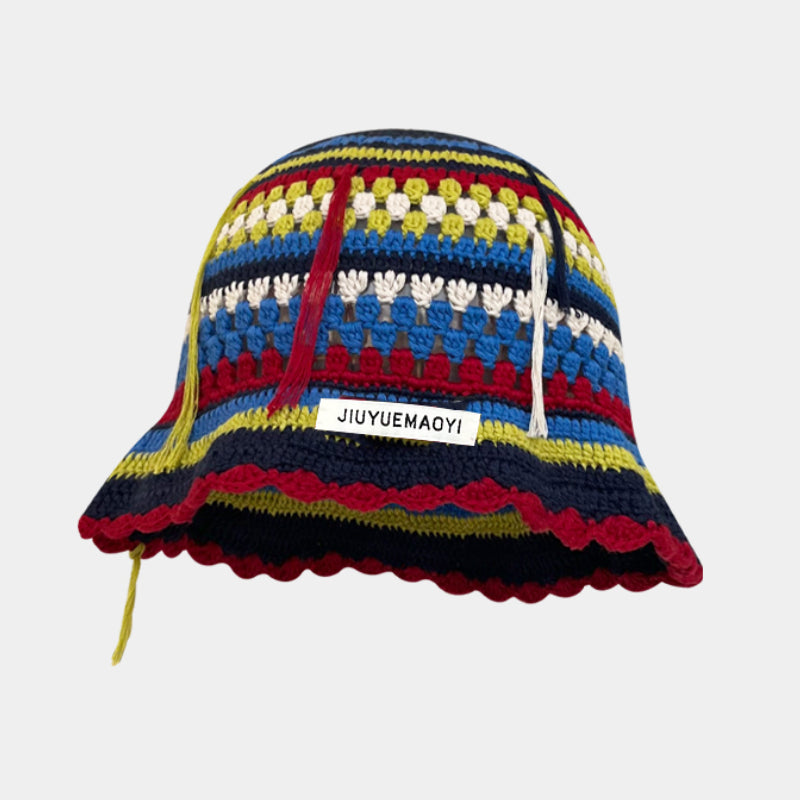 2023 herbst Neue Häkeln Koreanische Handgemachte Eimer Hut Frauen Weben Gestrickte Hut Y2k Mode Blumen Herbst Winter Mützen Becken Kappe Festival Outfits | Techno Shirts | Rave Clothing