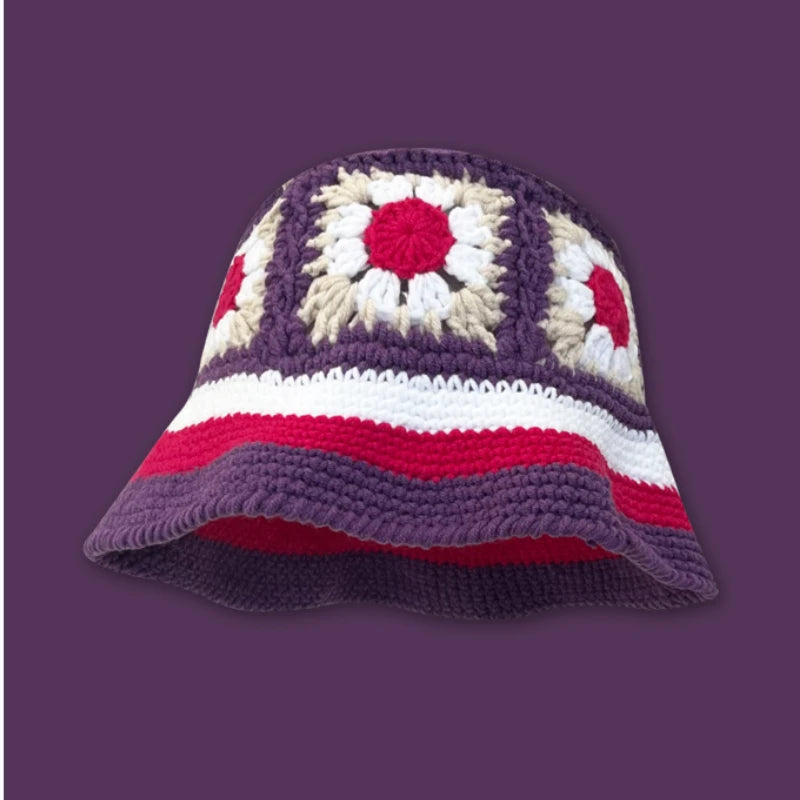 2023 herbst Neue Häkeln Koreanische Handgemachte Eimer Hut Frauen Weben Gestrickte Hut Y2k Mode Blumen Herbst Winter Mützen Becken Kappe Festival Outfits | Techno Shirts | Rave Clothing