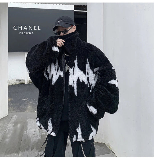 Mauroicardi Winter Übergroße Verdickte Warme Flauschige Kunstpelz Jacke Männer Raglan Langarm Zip Up Luxus Designer Kleidung 2022 Festival Outfits | Techno Shirts | Rave Clothing