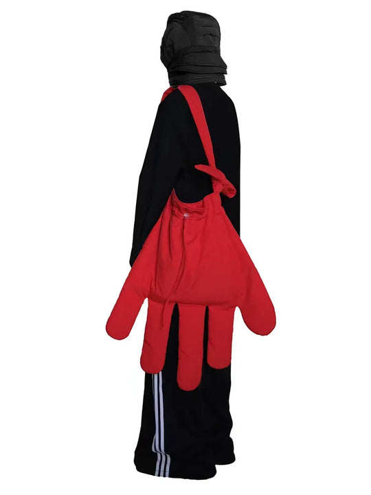 Rote Nylon große Handschuhe Taschen Frauen Street Style Euro-Amerika-Stil Umhängetasche Geldbörsen und Taschen Umhängetasche Mädchen Tasche Festival Outfits | Techno Shirts | Rave Clothing