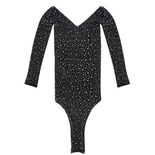 Frauen Strass Glitter Body Hohe Netzstrumpfhose Erotische Dessous Y2k Sexy Tops Einteilige Dessous Erotische Körper Rave Outfits Festival Outfits | Techno Shirts | Rave Clothing