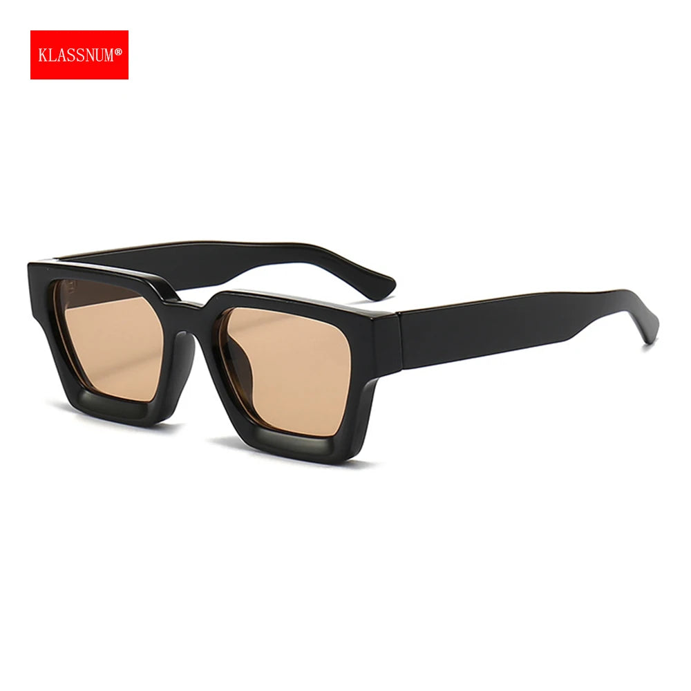 KLASSNUM Männer Sonnenbrille mit quadratischem Rahmen, 2025, Luxusmarke, Designer-Sonnenbrille, Retro, trendige Farbtöne, UV400, Unisex, Damenbrille, Neu Festival Outfits | Techno Shirts | Rave Clothing