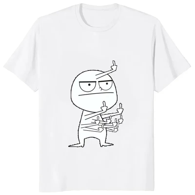 Mittelfinger Lustiges Frenzy Print Damen T-Shirt Lose Lässige Mode Harajuku Hip Hop Straße Niedlich Trendiger Stil Bequemes Top Festival Outfits | Techno Shirts | Rave Clothing