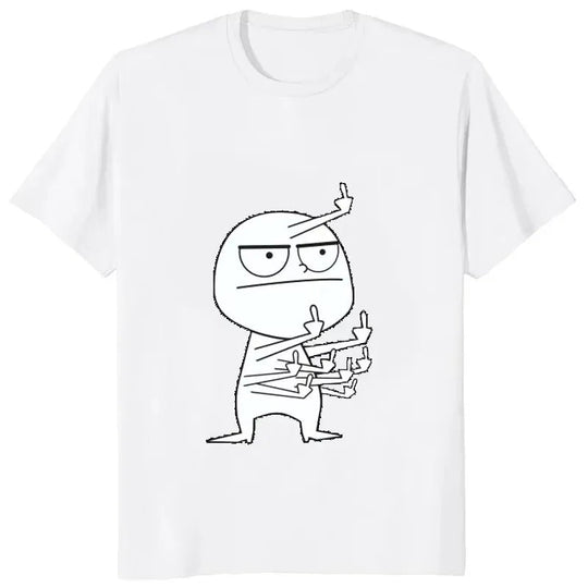 Mittelfinger Lustiges Frenzy Print Damen T-Shirt Lose Lässige Mode Harajuku Hip Hop Straße Niedlich Trendiger Stil Bequemes Top Festival Outfits | Techno Shirts | Rave Clothing
