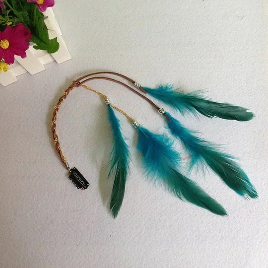 Böhmisches Feder-Haarband für Damen, festliche Maskerade, Karneval, Hippies, Kostüm, indischer Abschlussball, Zigeuner, lange Quaste, Haarschmuck Festival Outfits | Techno Shirts | Rave Clothing