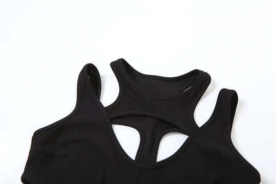 Mall Gothic Hollow Out Sexy Bodys Techwear Fashion Y2k Patchwork Tops Damen Grunge Rückenfrei High Cut Slim Bodysuit Festival Outfits | Techno Shirts | Rave Clothing