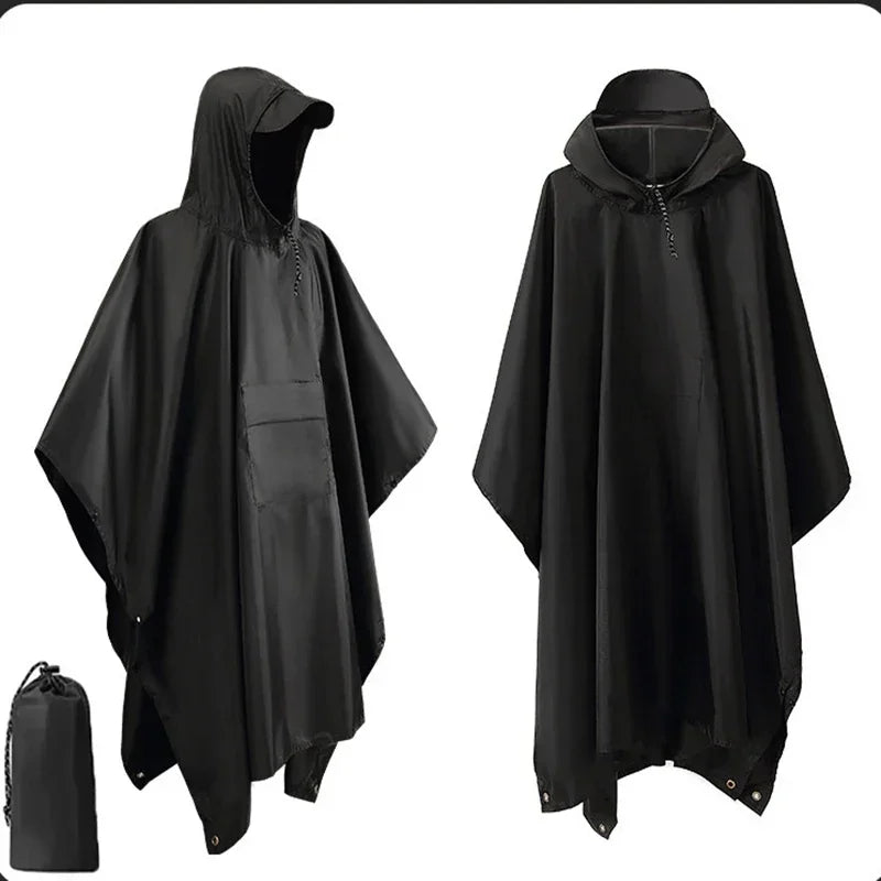 3-in-1-Militär-Regenmantel für den Außenbereich, mit Kapuze, wasserdicht, Regenponcho, Motorrad-Regenschutz, Camping, Wandern, Reisen, Regenbekleidung, Zelt Festival Outfits | Techno Shirts | Rave Clothing