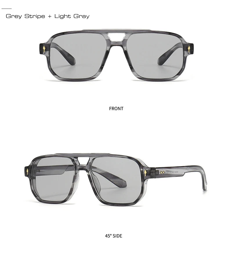 SHAUNA Retro Doppel Brücken Quadrat Sonnenbrille Frauen Gradient Shades UV400 Mode Marke Designer Nieten Männer Sonnenbrille Festival Outfits | Techno Shirts | Rave Clothing