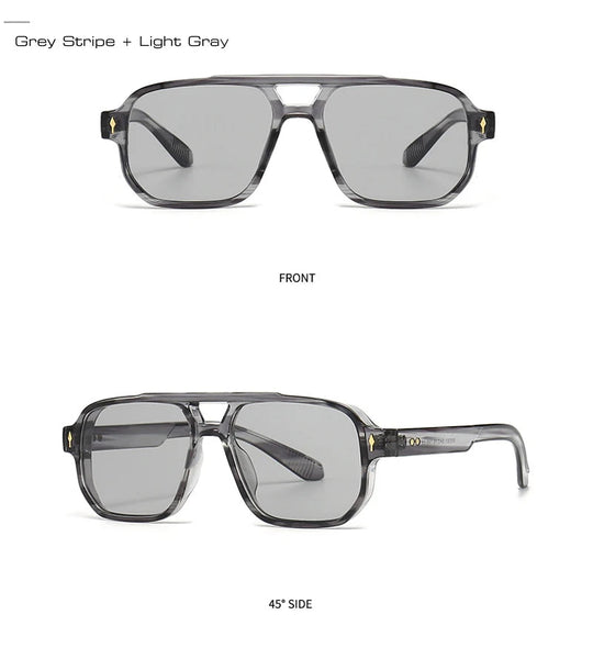 SHAUNA Retro Doppel Brücken Quadrat Sonnenbrille Frauen Gradient Shades UV400 Mode Marke Designer Nieten Männer Sonnenbrille Festival Outfits | Techno Shirts | Rave Clothing