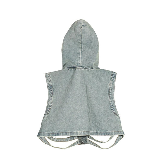 y2k Jeansweste mit Kapuze | Rave Outfit Herren Festival Outfits | Techno Shirts | Rave Clothing