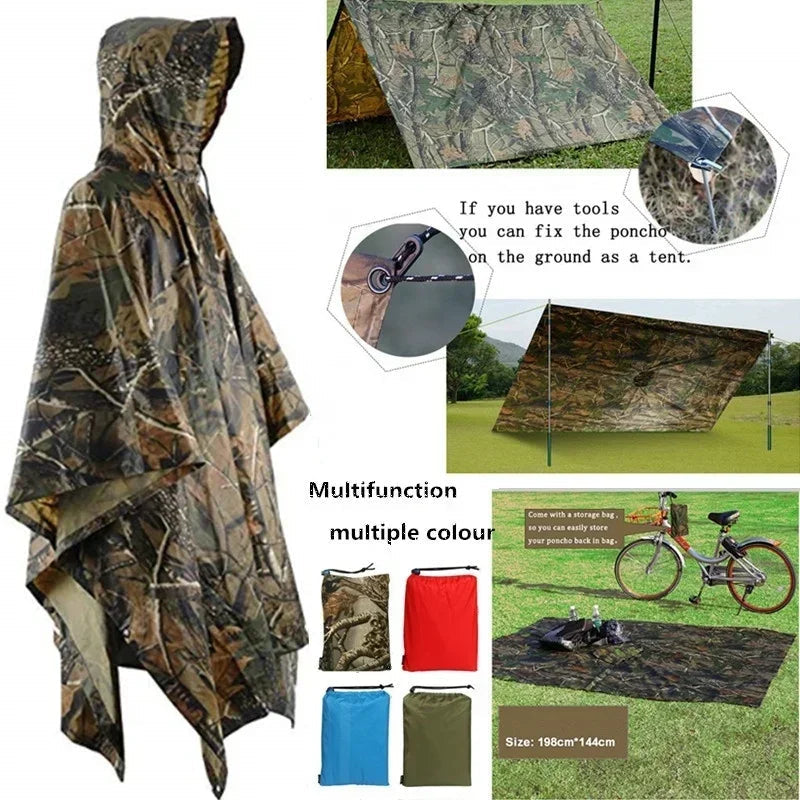3-in-1 multifunktionaler Regenmantel, Rucksack, Regenschutz, Wandern, Radfahren, Poncho, wasserdichtes Zelt, Outdoor, Camping, Schattenzelt, Picknickmatte Festival Outfits | Techno Shirts | Rave Clothing