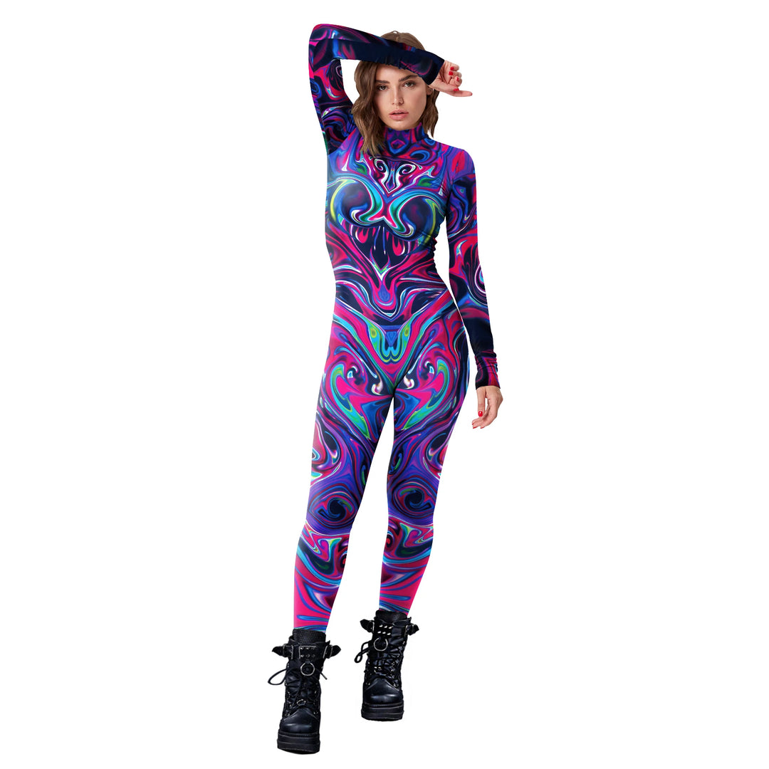 VIP FASHION Halloween Cosplay Costumes For Women Carnival Punk Steampunk Sexy Slim Jumpsuit Performance Zentai Bodysuit FESTIVAL OUTFITS & STREETWEAR