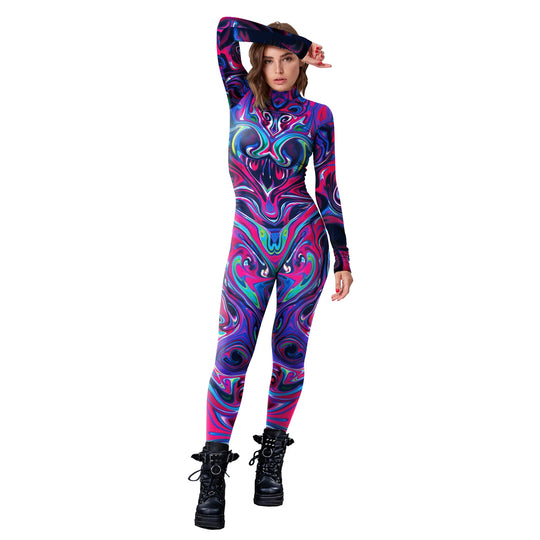VIP FASHION Halloween Cosplay Costumes For Women Carnival Punk Steampunk Sexy Slim Jumpsuit Performance Zentai Bodysuit FESTIVAL OUTFITS & STREETWEAR