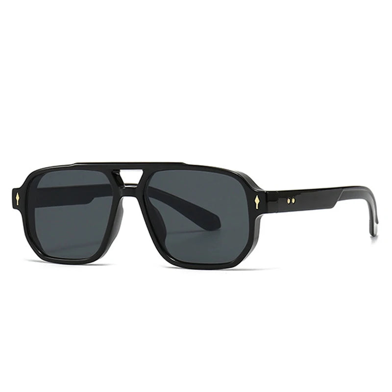 SHAUNA Retro Doppel Brücken Quadrat Sonnenbrille Frauen Gradient Shades UV400 Mode Marke Designer Nieten Männer Sonnenbrille Festival Outfits | Techno Shirts | Rave Clothing