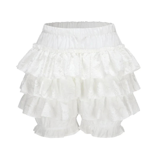 Kawaii Lolita Rock Shorts Frauen Sommer Rüschen Patchwork Layered Hohe Taille Nette Balletcore Mini Rock Tutu Petticoat Festival Outfits | Techno Shirts | Rave Clothing