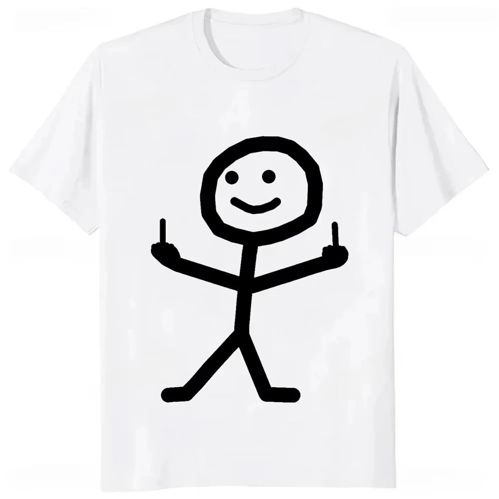 Mittelfinger Lustiges Frenzy Print Damen T-Shirt Lose Lässige Mode Harajuku Hip Hop Straße Niedlich Trendiger Stil Bequemes Top Festival Outfits | Techno Shirts | Rave Clothing