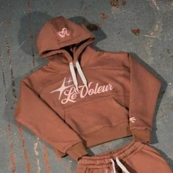 Streetwear Hoodie Jogginghose Zweiteiliges Set Y2K Männer Frauen Hip Hop Brief bestickt übergroße Hoodie Sweatshirt Lounge Hosen Set Festival Outfits | Techno Shirts | Rave Clothing