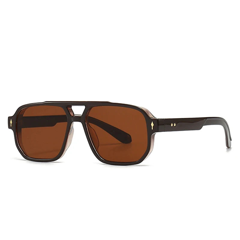SHAUNA Retro Doppel Brücken Quadrat Sonnenbrille Frauen Gradient Shades UV400 Mode Marke Designer Nieten Männer Sonnenbrille Festival Outfits | Techno Shirts | Rave Clothing