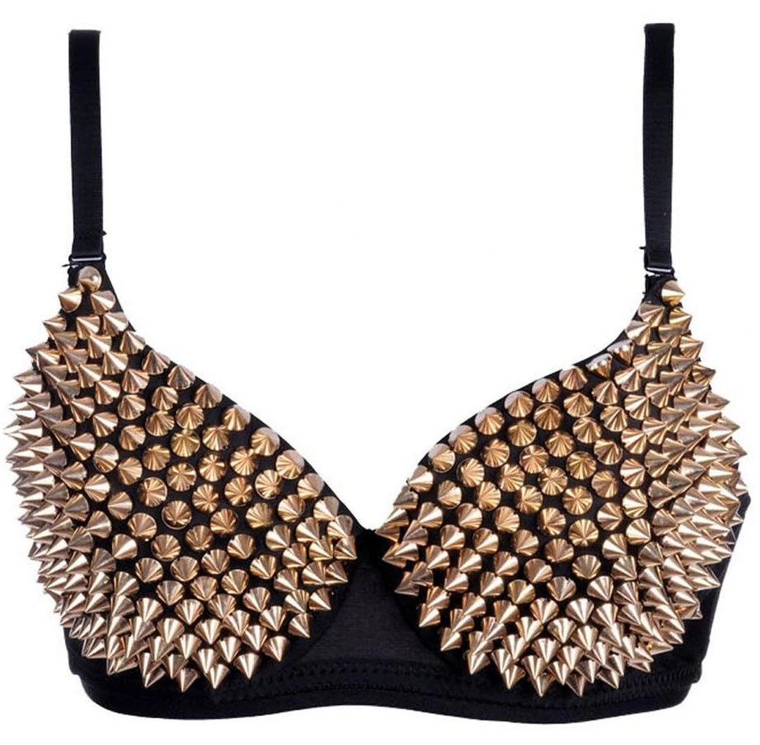 Kinky Rave Outfit Damen bh Strass Gold 
