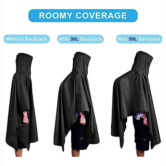 3-in-1-Militär-Regenmantel für den Außenbereich, mit Kapuze, wasserdicht, Regenponcho, Motorrad-Regenschutz, Camping, Wandern, Reisen, Regenbekleidung, Zelt Festival Outfits | Techno Shirts | Rave Clothing