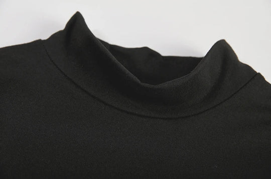 Überkreuztes, ausgeschnittenes Kleid, sexy, figurbetontes, ärmelloses Kleid mit Stehkragen, Damenbekleidung Festival Outfits | Techno Shirts | Rave Clothing