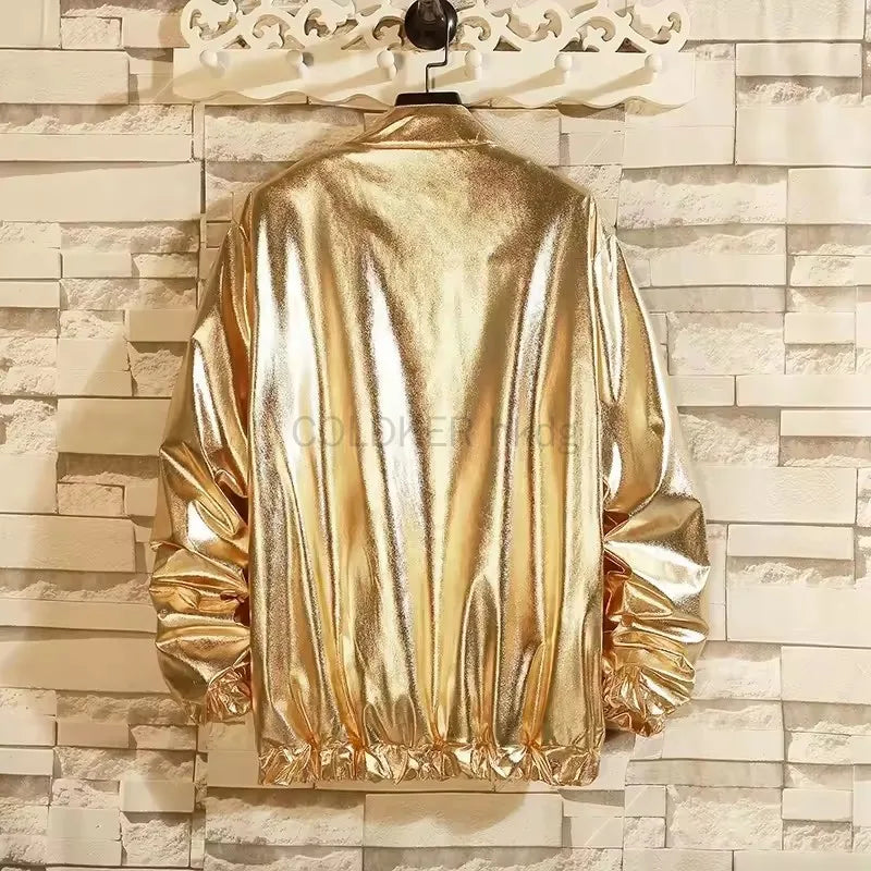Herren-Sets, glänzende metallische Anzüge, Disco für Erwachsene, 2-teiliges Outfit, Jacke, Hose, Halloween, Anzieh, Nachtclub, Tanz, Rave, Cosplay-Kostüm Festival Outfits | Techno Shirts | Rave Clothing
