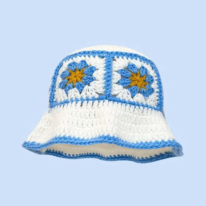 2023 herbst Neue Häkeln Koreanische Handgemachte Eimer Hut Frauen Weben Gestrickte Hut Y2k Mode Blumen Herbst Winter Mützen Becken Kappe Festival Outfits | Techno Shirts | Rave Clothing