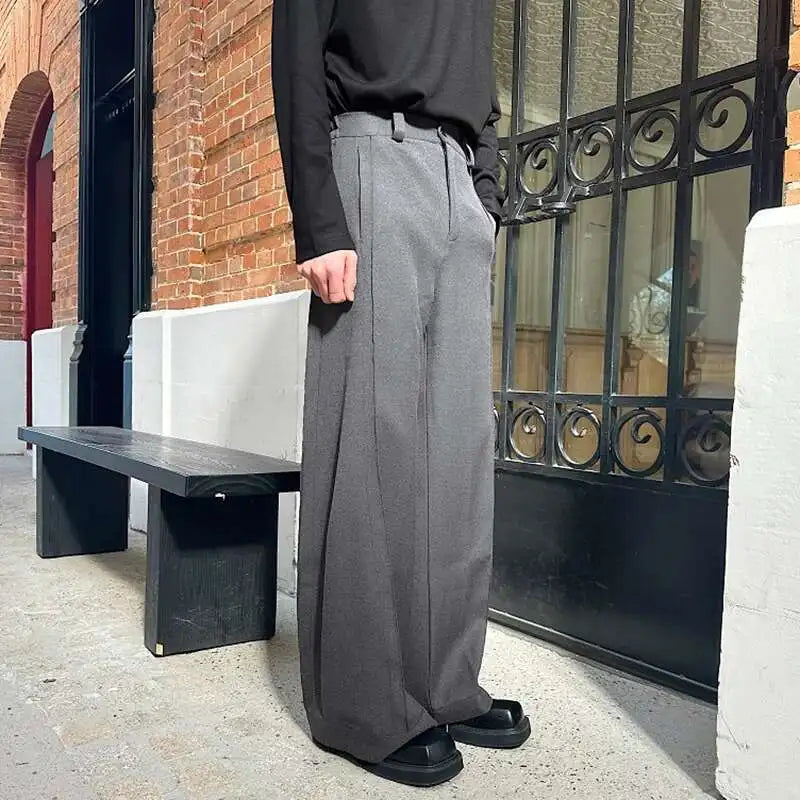 LUZHEN 2025 Frühjahr Neue Koreanische Einfarbig Casual Anzug Hosen Männer Mode Lose Dreidimensionale Spleißen Design Hosen LZ9369 Festival Outfits | Techno Shirts | Rave Clothing