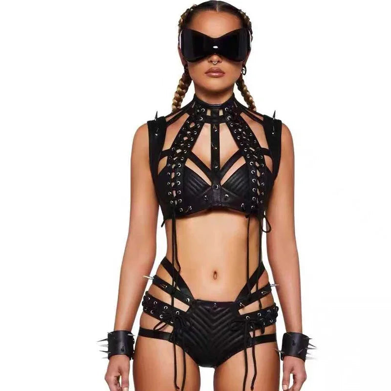 Frauen bunte Laser Bikini Anzug 6 Farben sexy Pole Dance Kleidung Bar Nachtclub DJ DS Stage Rave Outfits Gogo Kostüme Festival Outfits | Techno Shirts | Rave Clothing