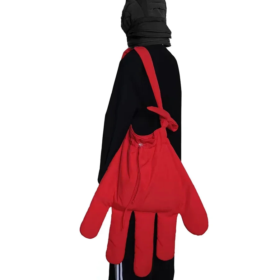Rote Nylon große Handschuhe Taschen Frauen Street Style Euro-Amerika-Stil Umhängetasche Geldbörsen und Taschen Umhängetasche Mädchen Tasche Festival Outfits | Techno Shirts | Rave Clothing