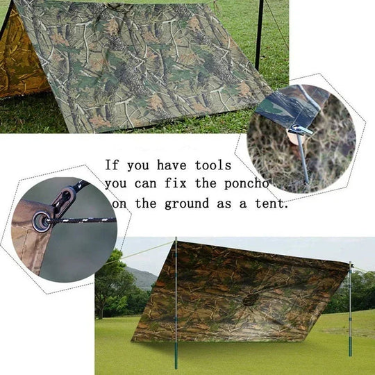 3-in-1 multifunktionaler Regenmantel, Rucksack, Regenschutz, Wandern, Radfahren, Poncho, wasserdichtes Zelt, Outdoor, Camping, Schattenzelt, Picknickmatte Festival Outfits | Techno Shirts | Rave Clothing