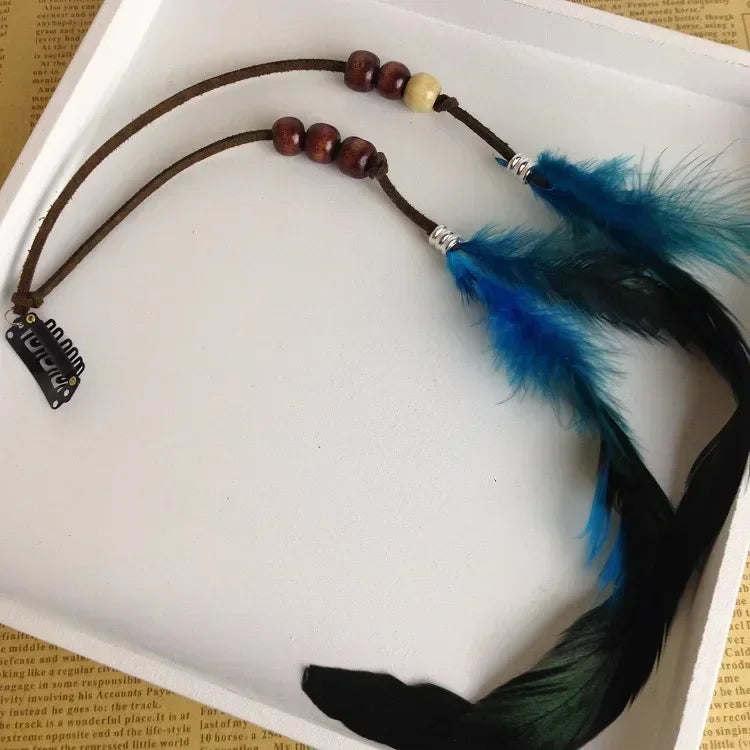 Böhmisches Feder-Haarband für Damen, festliche Maskerade, Karneval, Hippies, Kostüm, indischer Abschlussball, Zigeuner, lange Quaste, Haarschmuck Festival Outfits | Techno Shirts | Rave Clothing