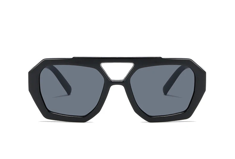Vintage Quadratische Sonnenbrille für Frauen Männer Dicker Rahmen Doppelte Brücken Brillen Weibliche Mode Chic Polygon Sonnenbrille Leopard Blau Festival Outfits | Techno Shirts | Rave Clothing