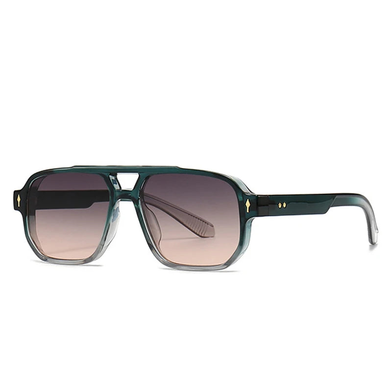 SHAUNA Retro Doppel Brücken Quadrat Sonnenbrille Frauen Gradient Shades UV400 Mode Marke Designer Nieten Männer Sonnenbrille Festival Outfits | Techno Shirts | Rave Clothing