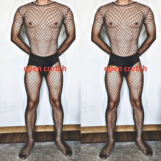 Bodystockings Sexy Dessous Männer Strumpfhosen Offenes Gesäß Mann Sex Strumpf Erwachsene 18 Erotische Mesh Sissy Transparent Homosexuell Bodys Festival Outfits | Techno Shirts | Rave Clothing