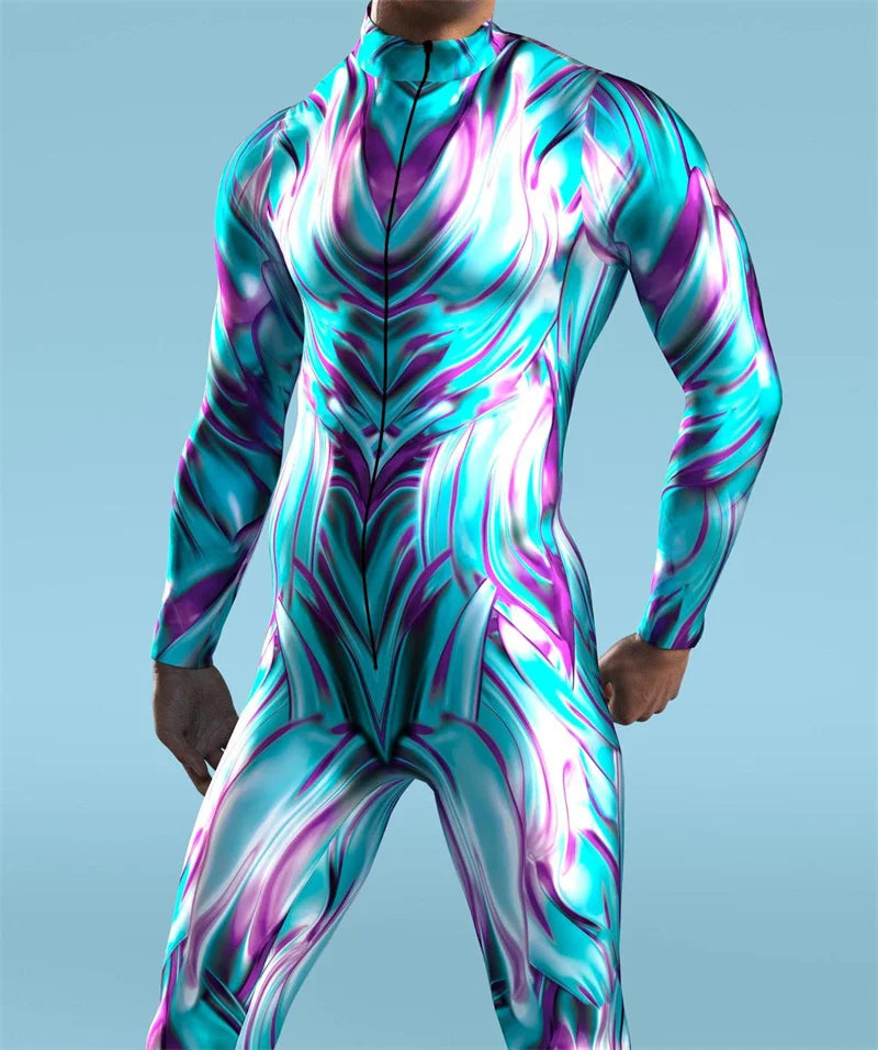 Futuristische mechanische Rüstung Overall coole Kämpfer Cosplay Bodysuit 3d gedruckt Steampunk Kostüm Party zeigt Männer Zentai Anzug FESTIVAL OUTFITS & STREETWEAR