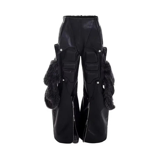 Mauroicardi Frühling Herbst Kühlen Lange Baggy Schwarz Pu Leder Breite Bein Cargo Hosen Männer Luxus Herren Designer Kleidung Streetwear 2025 Festival Outfits | Techno Shirts | Rave Clothing