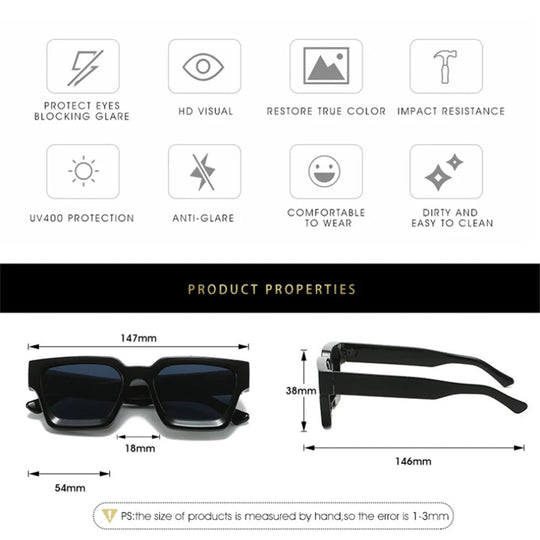 KLASSNUM Männer Sonnenbrille mit quadratischem Rahmen, 2025, Luxusmarke, Designer-Sonnenbrille, Retro, trendige Farbtöne, UV400, Unisex, Damenbrille, Neu Festival Outfits | Techno Shirts | Rave Clothing