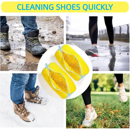 Robuste Schuhwaschmaschinentasche für alle Schuharten – Gelb mit blauem Reißverschluss, ideal für Turnschuhe und Freizeitschuhe, Wäschewaschbeutel Festival Outfits | Techno Shirts | Rave Clothing